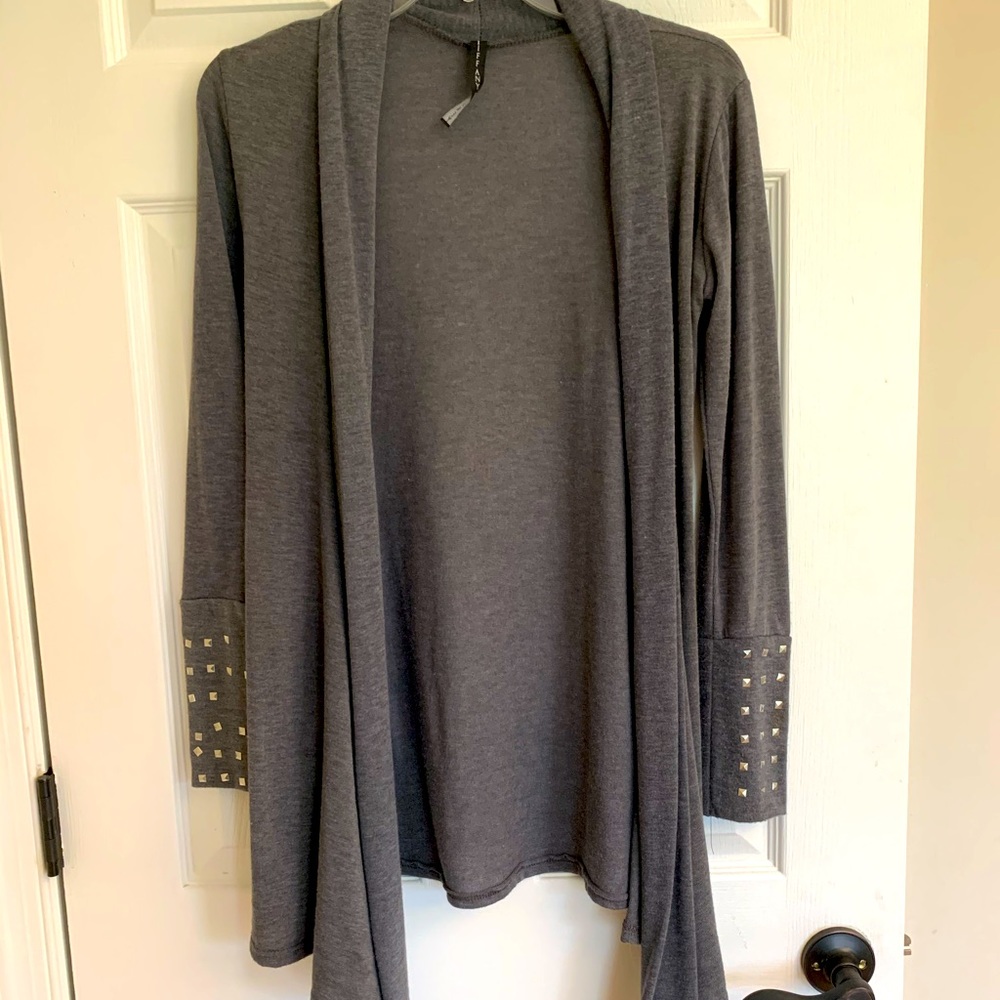 Grey open front cardigan